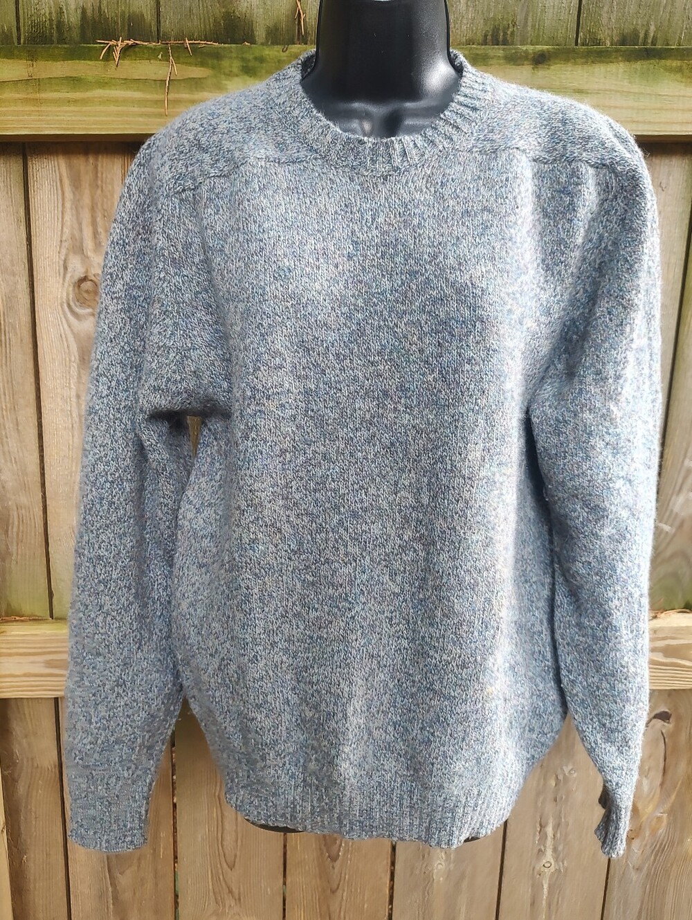 🏵️Cork Kerry Grey Blue Chunky Knit VTG Made In Ireland Wool Sweater Mens L READ